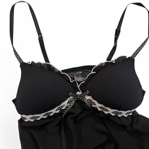 Apt. 9 Tops - Black lace sheer babydoll top | Y2K Polka dots | Outerwear or Lingerie | S